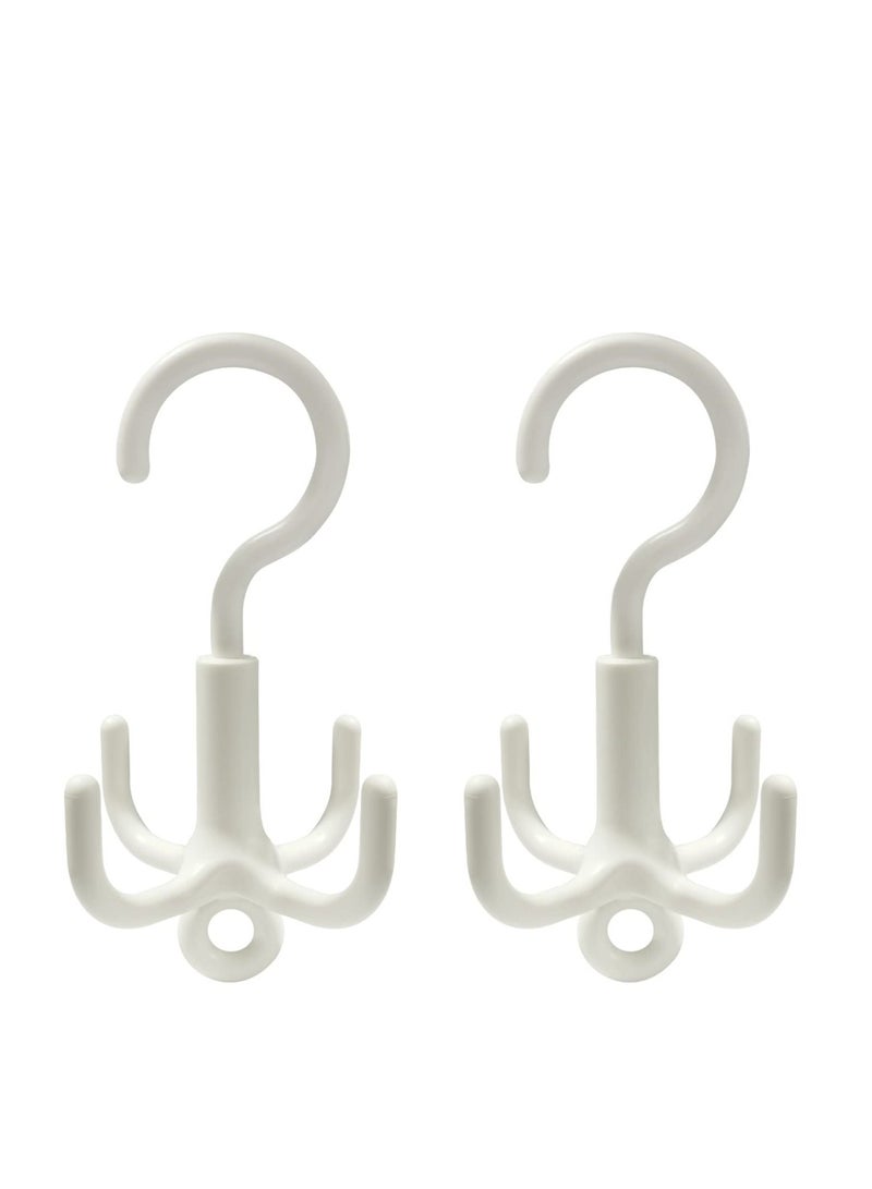 Belt Hanger, Twirl Tie Rack, Scarf Holder Hook for Closet with 4 Claws, 360 Degree Rotating Closet Clothes Hangers, Good for Hanging Scarf, Ties, Hats, Towels, Bags(2 PCS)