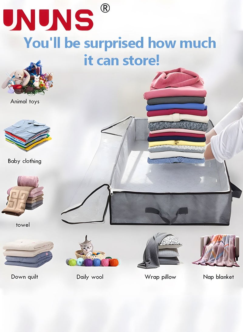 100L Under Bed Storage Bags,Underbed Storage Containers With Reinforced Handles,Large Capacity Clothes Storage Bags,Foldable Storage Organizer For Blanket Pillows Clothes And Quilts,2 Packs