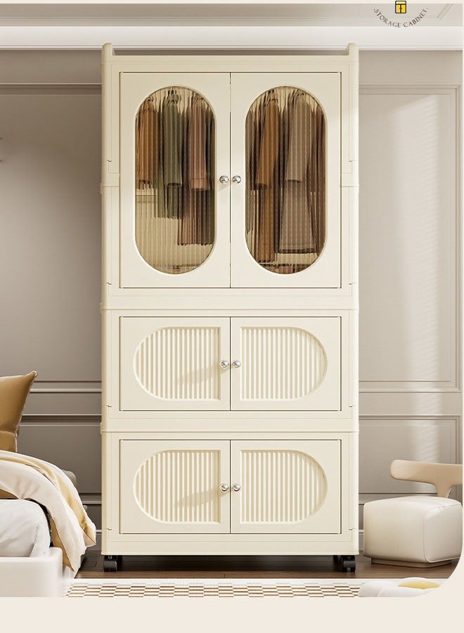 3 Layers Stylish Multi-Functional Storage 1 Cabinet & 2  Wardrobe