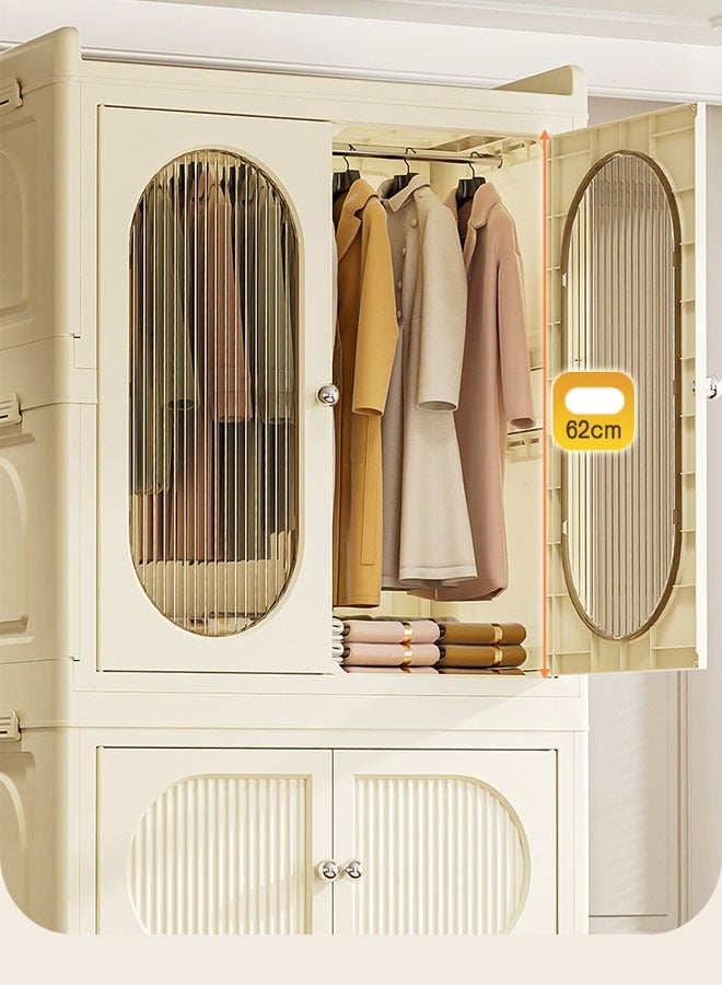 2 Layers Stylish Multi-Functional Storage 1 Cabinet & 1  Wardrobe