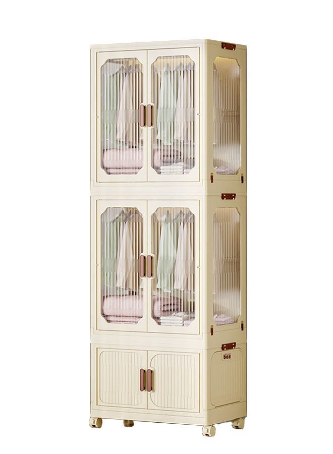 2 Layers Stylish Multi-Functional Storage 2 Cabinet & 1 Wardrobe