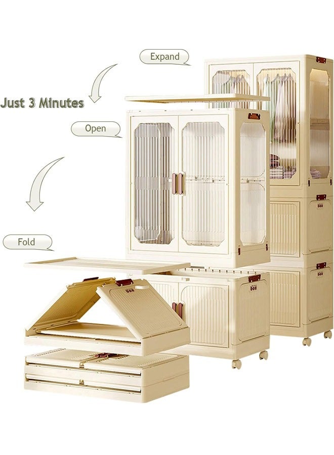 2 Layers Stylish Multi-Functional Storage 2 Cabinet & 1 Wardrobe