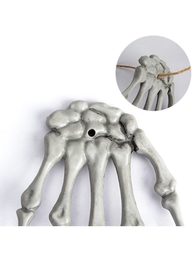 Halloween Skeleton Hands - Realistic Life Size Severed Plastic Grey Skeleton Hands For Halloween Props Decorations, 1Pair