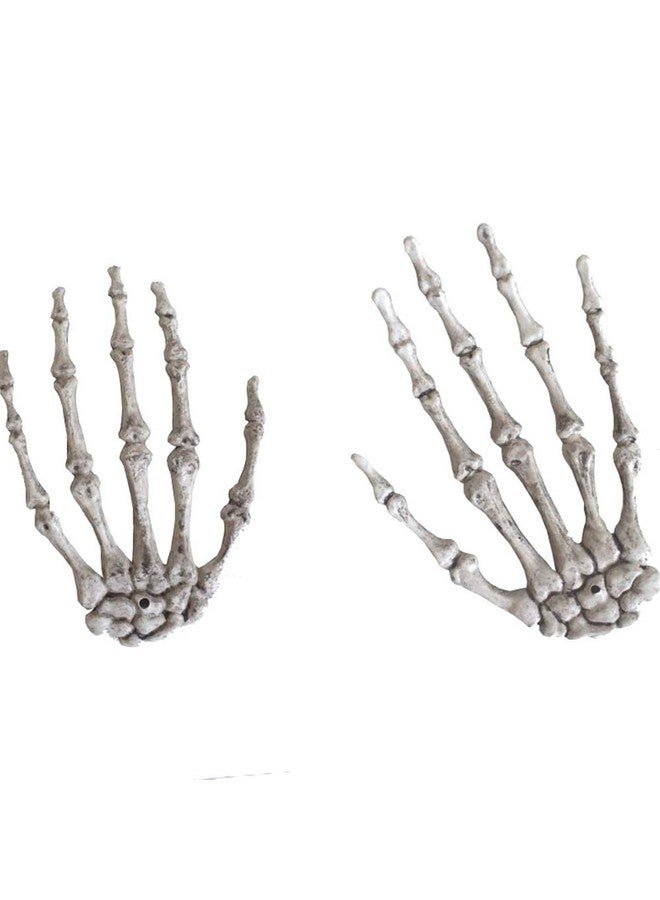 Halloween Skeleton Hands - Realistic Life Size Severed Plastic Grey Skeleton Hands For Halloween Props Decorations, 1Pair