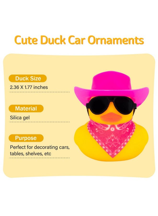 Rubber Duck Car Ornaments Yellow Duck Car Dashboard Decorations With Propeller Helmet For Christmas Decor And Home Decorations For Adults Y_Pink Scarf_Pink