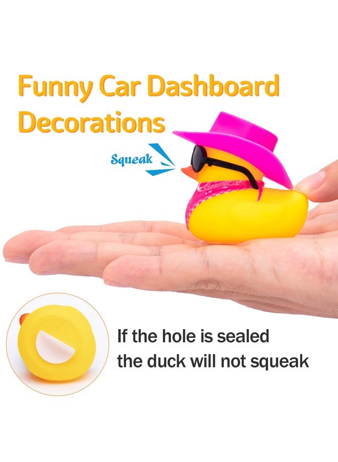 Rubber Duck Car Ornaments Yellow Duck Car Dashboard Decorations With Propeller Helmet For Christmas Decor And Home Decorations For Adults Y_Pink Scarf_Pink