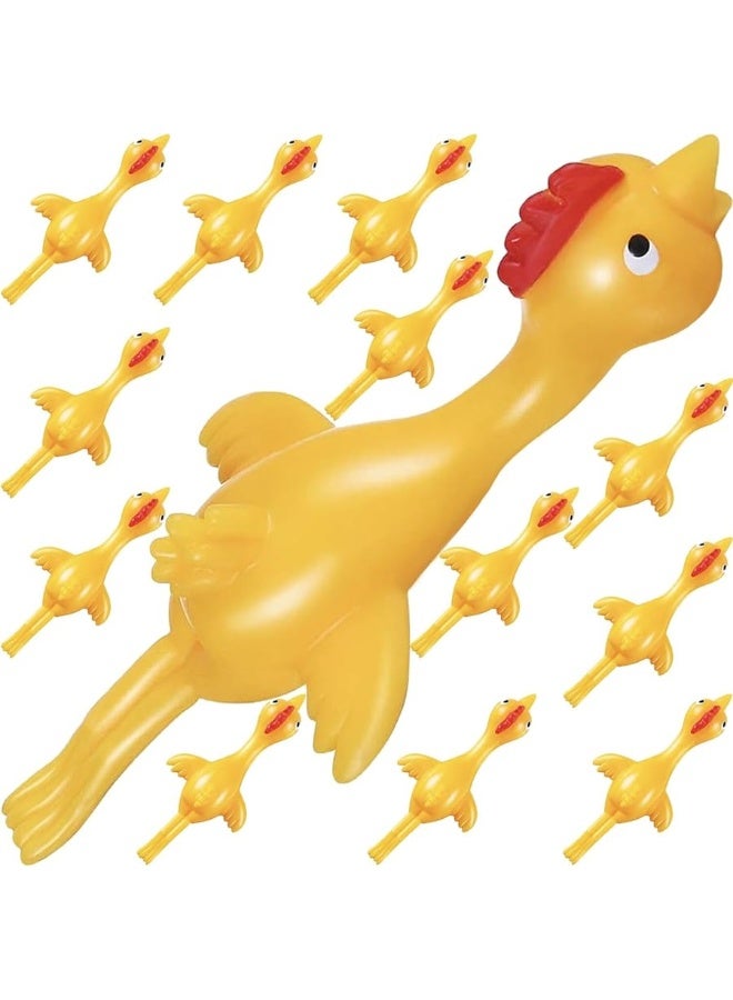 Jishi Chicken Finger Slingshot 12-Pack Flying Rubber Chickens Sling Shot Toys Bulk, Silly Novelty Party Favors, Funny Gag Gifts for Kids Teens Adults, Easter Christmas Birthday Goodie Bag Stuffers