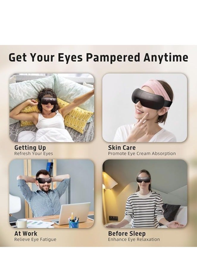 Eye Massager with Heat & Bluetooth Music, Face Massager Eye Care, Smart Eye Mask for Relax Eye, Reduce Eye Strain, Improve Sleep - Black