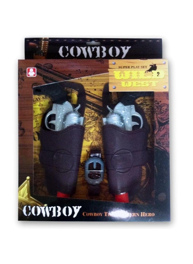 2 Pack: Kids Western Dual Cowboy Pistols, Belt and Holster Set - Battery Operated 11