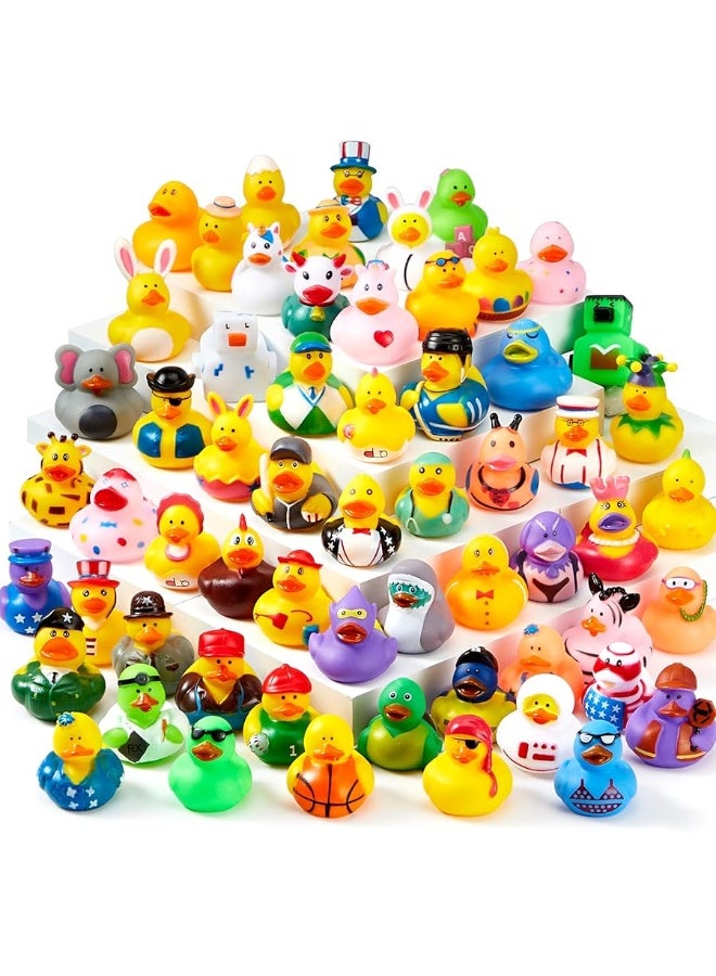 JOYIN 30 Pcs Rubber Ducks, Random Assortment Mini Rubber Duckie Toys with Mesh Carry Bag for Kids Baby Bath Shower Toys, Birthday Gifts, Summer Beach Pool Activity, Carnival, Holiday Party Favors