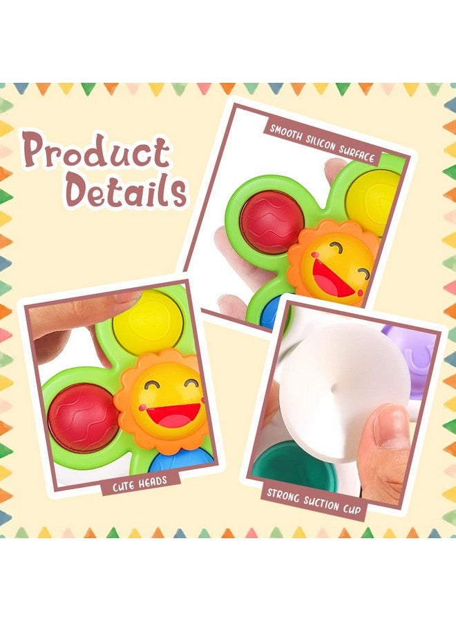 Baby Products Bath Toys 3 Pcs Suction Cup Spinner Toy For Baby Toddlers Sensory Toys For Kids | Sticks To Window Table Baby High Chair Tray Bath Spinners For Baby Gifts For Baby Toddlers