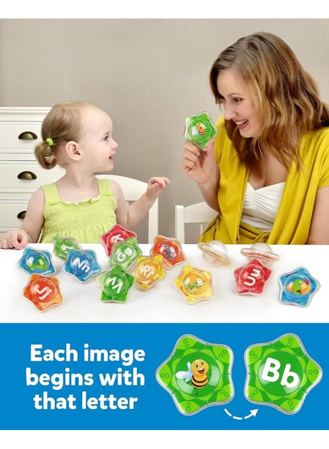 Coogam Starfish Floating Bath Toys, 26pcs Bathtub Alphabet Letters Set, Montessori Educational Water Pool Toy Learning Activities Shower Toy Gift for Preschool 2 3 4 5 Years Old Toddlers