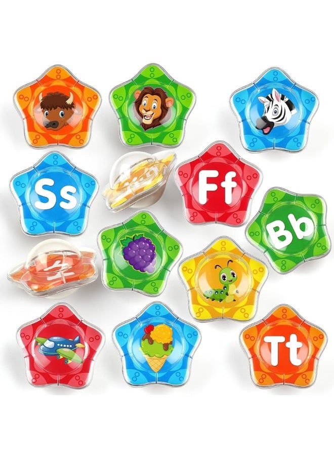 Coogam Starfish Floating Bath Toys, 26pcs Bathtub Alphabet Letters Set, Montessori Educational Water Pool Toy Learning Activities Shower Toy Gift for Preschool 2 3 4 5 Years Old Toddlers