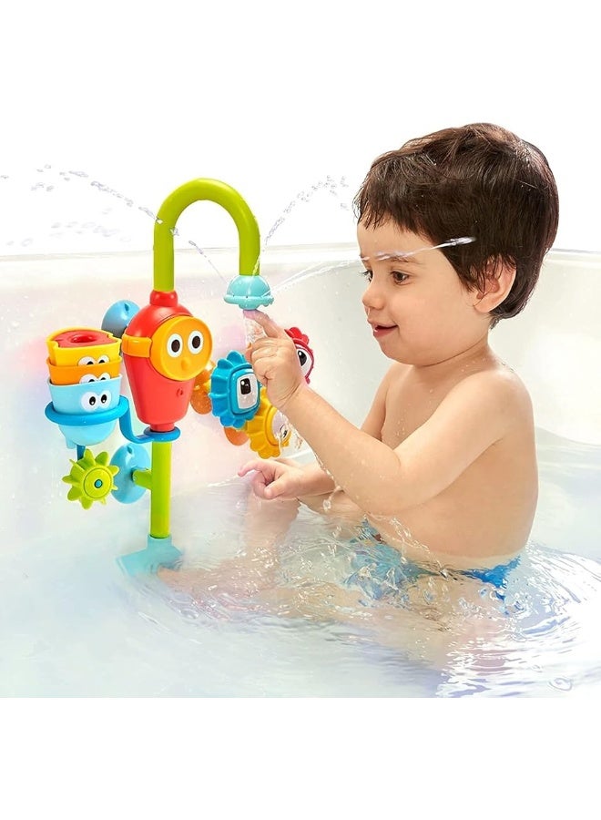 Yookidoo Bay Bath Toddler Toys (Ages 1-3) - 3 Stackable Cups, Spinning Gears, Hose & Spout for Water Play - Mold Free - Suction Cups Attach to Any Bath Tub or Shower - Spin N Sort Spout Pro