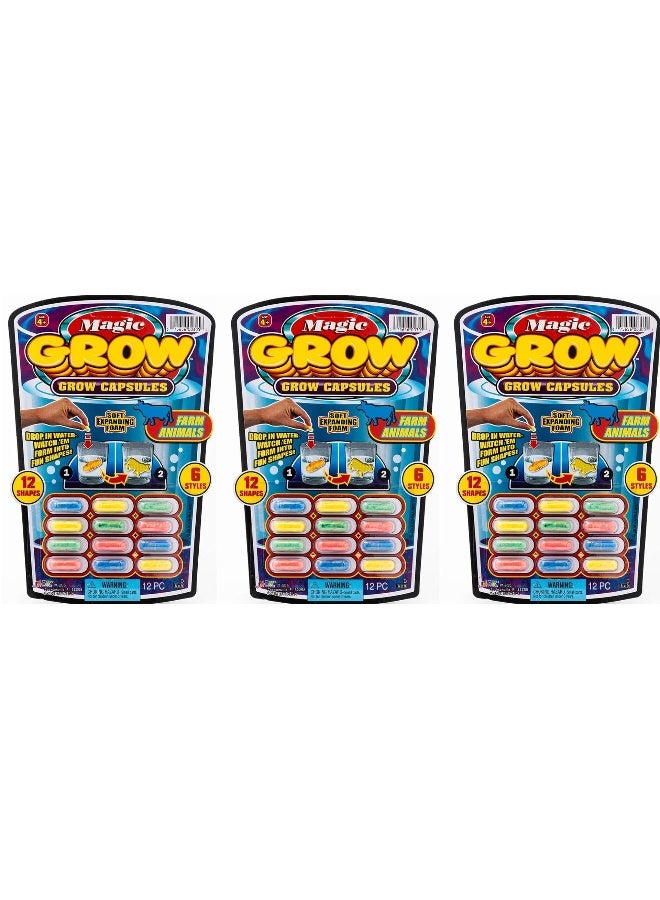 Ja-Ru Magic Grow Capsules, (3 Packs Assorted). Water Growing Animals Capsules. Great Party Favor Kids Toy. Bath Toys for Kids. Fidget Stem Toys. Plus 1 Sticker 305-3s