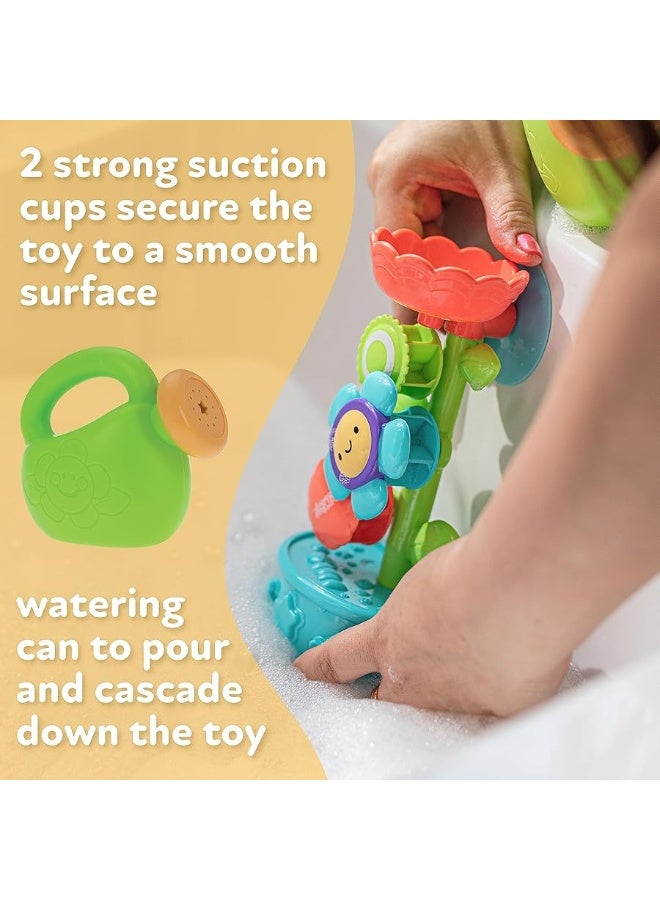 Nuby Flow N' Grow Garden Bath Toy with Flower and Watering Can - Baby Bath Toy for Boys and Girls 18+ Months - Toddler Bath Suction Cup Toy Attaches to Shower Wall