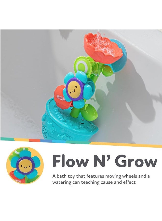 Nuby Flow N' Grow Garden Bath Toy with Flower and Watering Can - Baby Bath Toy for Boys and Girls 18+ Months - Toddler Bath Suction Cup Toy Attaches to Shower Wall