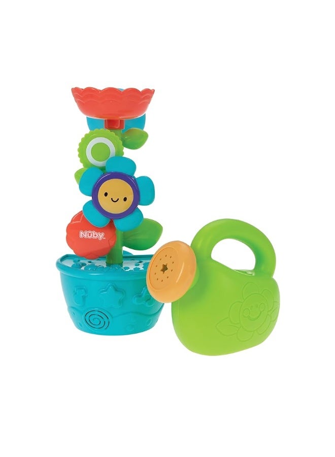 Nuby Flow N' Grow Garden Bath Toy with Flower and Watering Can - Baby Bath Toy for Boys and Girls 18+ Months - Toddler Bath Suction Cup Toy Attaches to Shower Wall