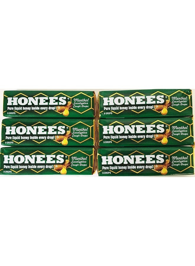 All Natural Menthol Eucalyptus Cough Drops 9 Lozenges Per Bar (Pack Of 6)