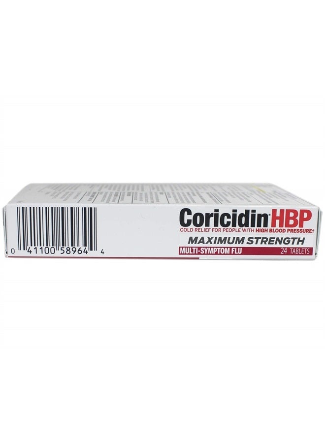 Coricidin Hbp Max Flu Dmx Size 24ct Maximum Strength Flu Relief Tablet