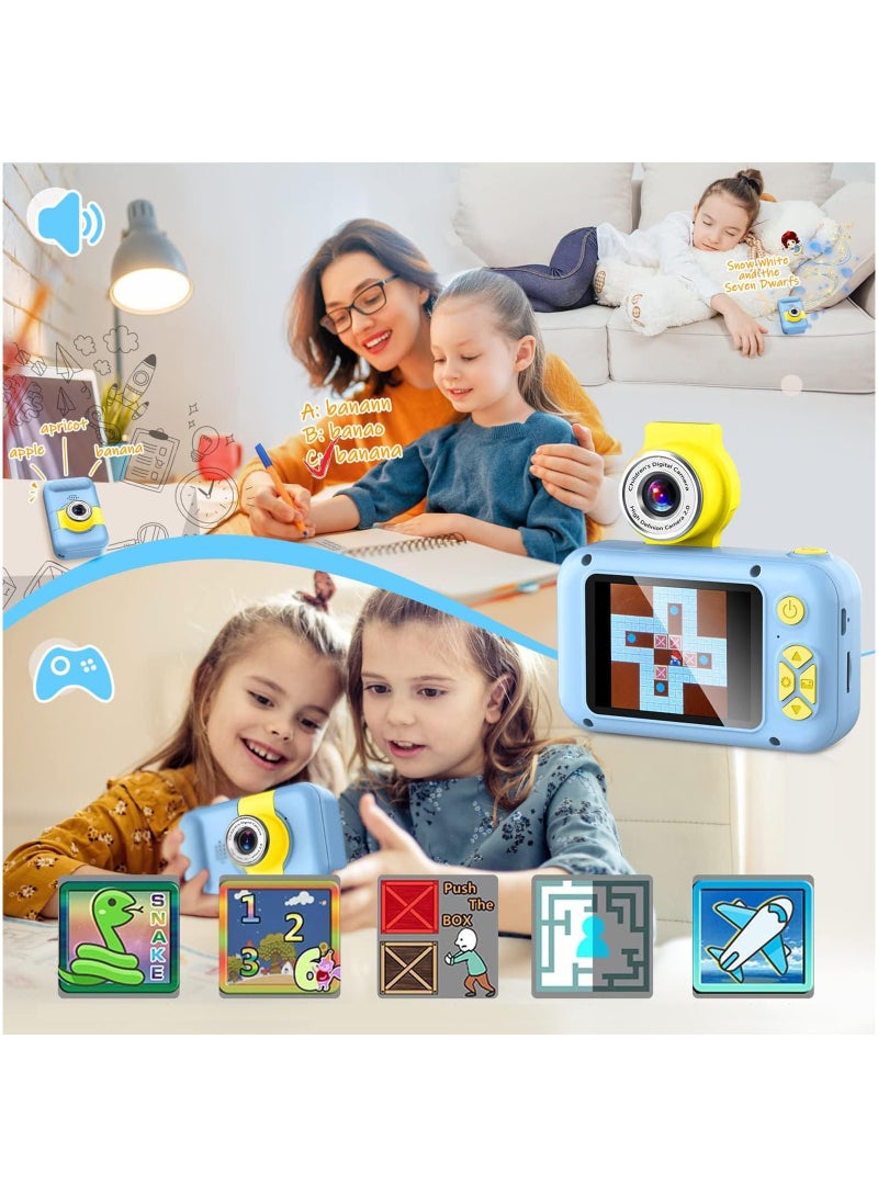 Kid Camera, 2.4in IPS Screen Digital Camera for Kid,180°Flip Len Student Camera,Children Selfie Camera with Playback Game, Birthday Gift for 4 5 6 7 8 9 10 11 Year Old Girl Boy