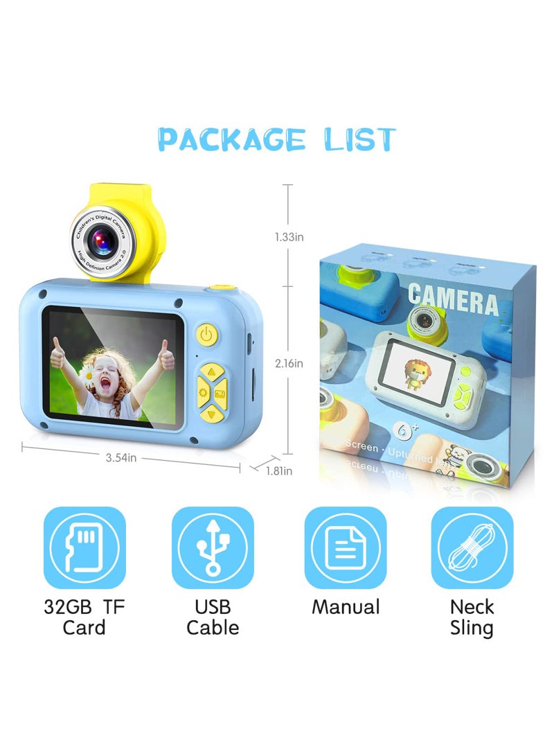 Kid Camera, 2.4in IPS Screen Digital Camera for Kid,180°Flip Len Student Camera,Children Selfie Camera with Playback Game, Birthday Gift for 4 5 6 7 8 9 10 11 Year Old Girl Boy