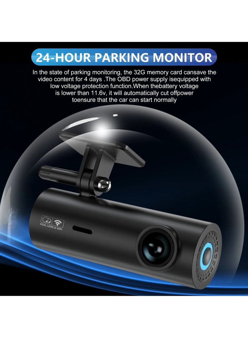 2K Car Dash Cam Mini Wifi Dvr Camera 24H Parking Monitor Front Rear Dual Dvrs Auto Video Recorder