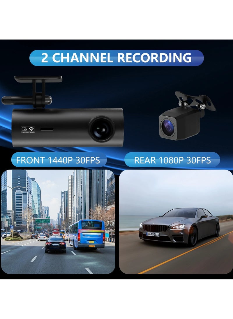 2K Car Dash Cam Mini Wifi Dvr Camera 24H Parking Monitor Front Rear Dual Dvrs Auto Video Recorder