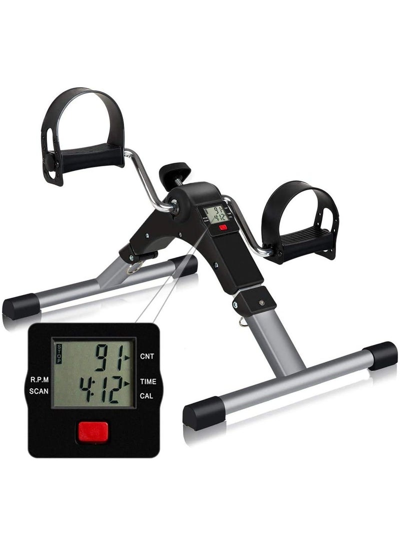 Folding Fitness Pedal Stepper Exercise Machine LCD Display Indoor Cycling Bike With Adjustable Resistance For Home Office Gym,Desk Exercise Equipment Arm Leg Foot Peddler Exercise