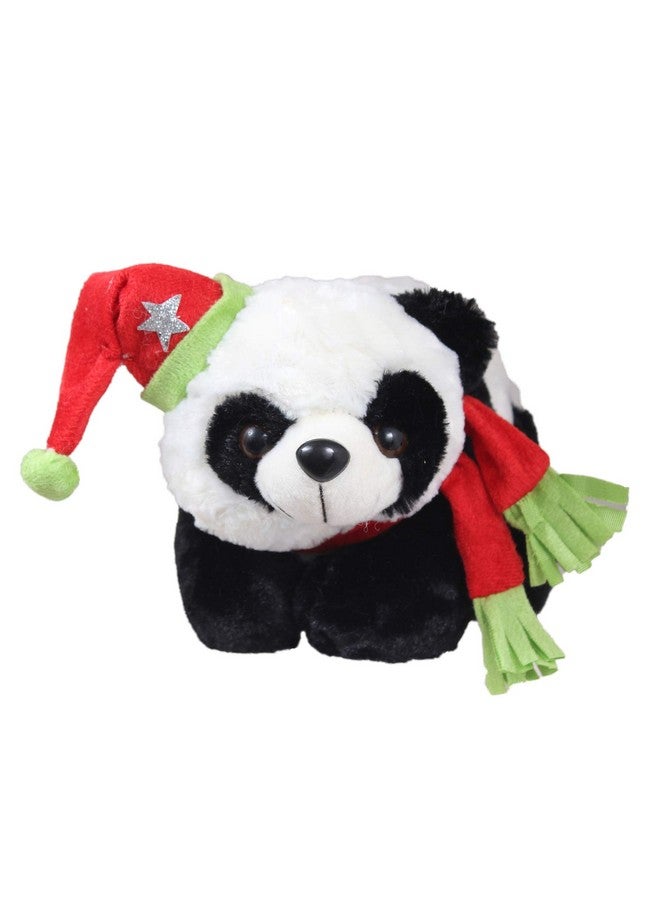 Santa Claus Christmas Panda With Muffler Plush Animal Soft Toy Soft Stuffed Christmas Gift For Kids (Color: Black & White Size:26 Cm)