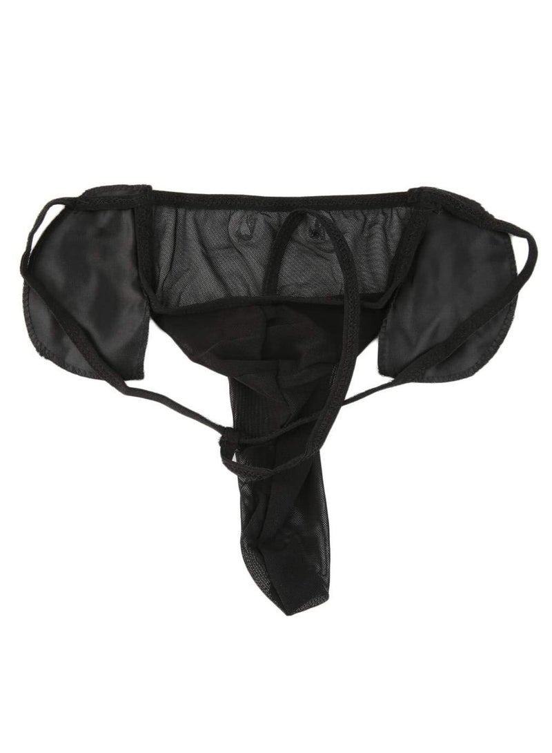 Men Lingerie G-String Low-Waistline T-Back Thongs Underwear Elephant Pants Briefs Bottom (3 PCS, One Size)