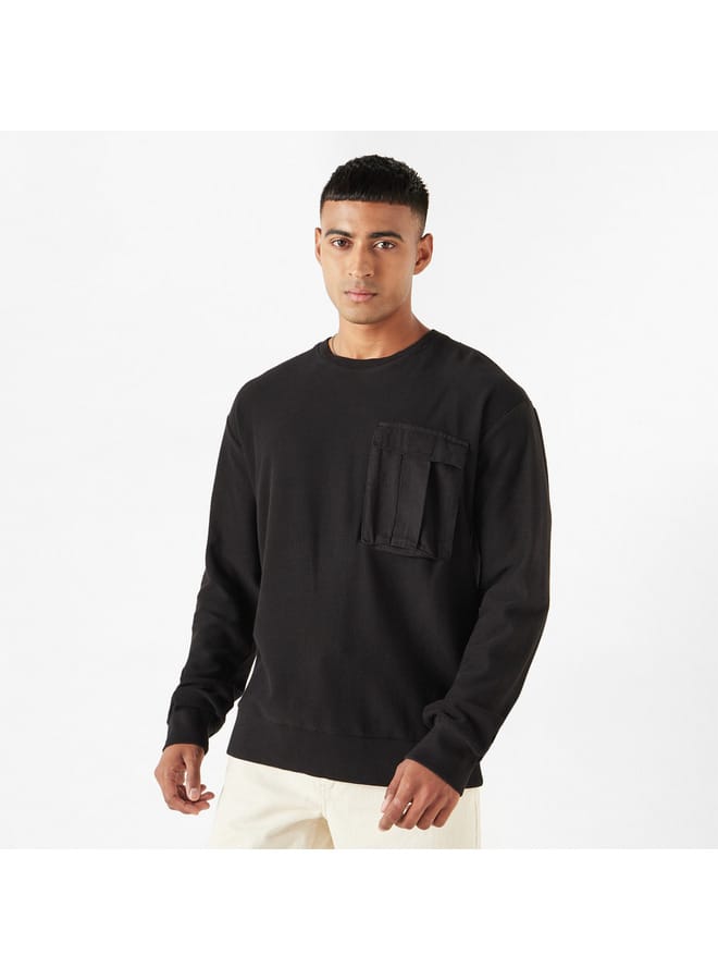 Lee Cooper Textured Sweatshirt with Chest Pocket and Long Sleeves