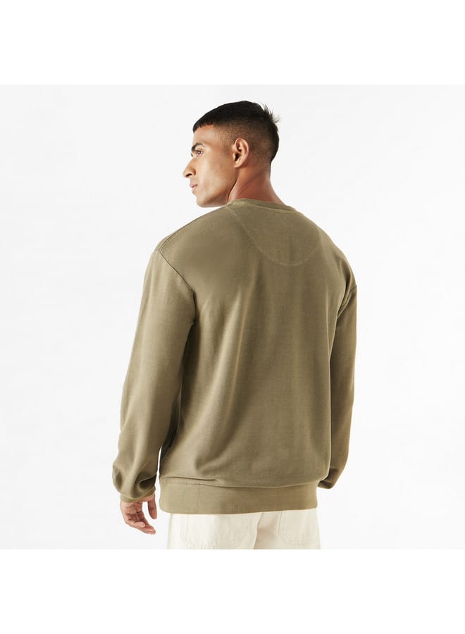 Lee Cooper Textured Sweatshirt with Chest Pocket and Long Sleeves