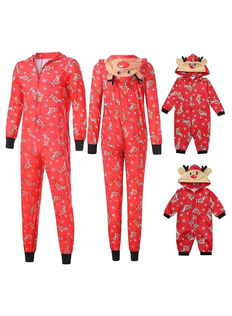 Children's Family Matching Pajamas Holiday Matching Clothing Long-Sleeved Parent-Child Pajamas for Home Suitable for Women Men Children and Pets (Mom Size)