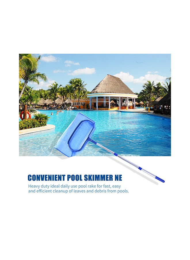 Telescopic Swimming Pool Leaf Rake Cleaning Skimmer Net Blue 41x3.5x32centimeter