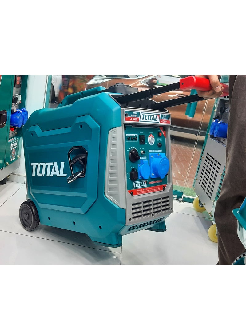 Total Silent Inverter 4500W Portable Gasoline Generator Ideal Power for Camping, Outdoor Activities, and Home Use air-cooled system, Multiple Outlets, Remote Start & 8.5 Hours Runtime Pullable with One Hand