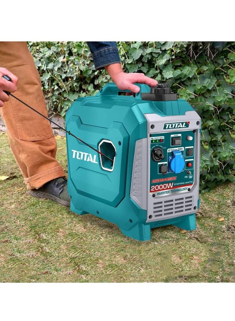 Super Total Silent 2kW Inverter Portable Gasoline Generator - Ultra-Quiet, Ideal Power for Camping, Outdoor Activities, and Home Use| air-cooled system, 6.2h Runtime, USB Outlets, Compact & Lightweight