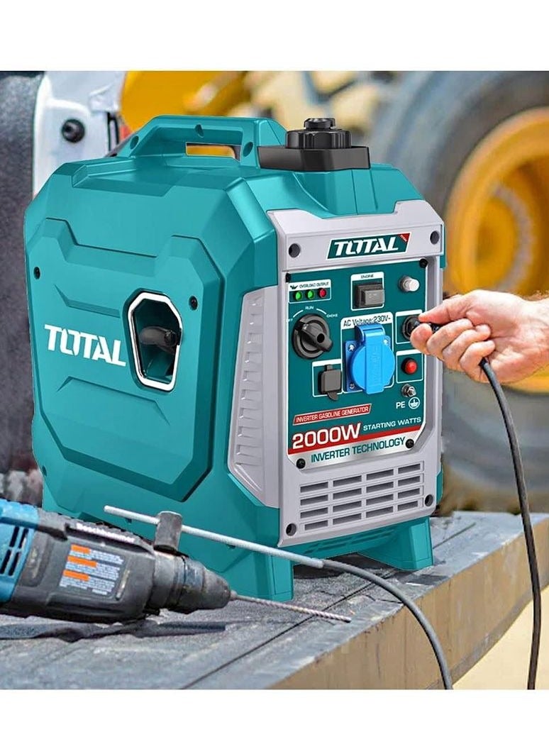 Super Total Silent 2kW Inverter Portable Gasoline Generator - Ultra-Quiet, Ideal Power for Camping, Outdoor Activities, and Home Use| air-cooled system, 6.2h Runtime, USB Outlets, Compact & Lightweight