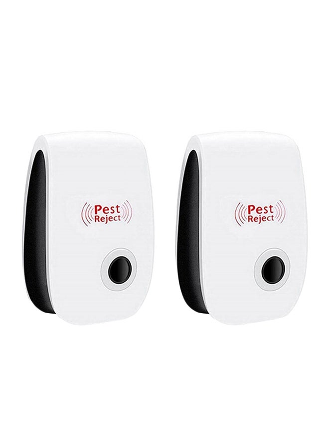 2-Piece Ultrasonic Multipurpose Electronic Pest Repellent White/Black 15centimeter