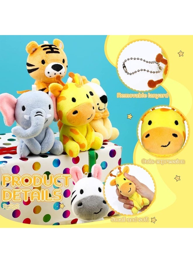 6 Pcs Mini Stuffed Forest Animals Jungle Bulk Plush Animal Toys 4 Inch Cute Plush Elephant Lion Giraffe for Baby Shower Christmas Birthday Gift Stuffer Animal Themed Party Decoration