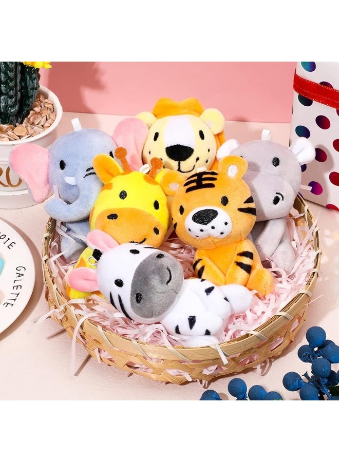 6 Pcs Mini Stuffed Forest Animals Jungle Bulk Plush Animal Toys 4 Inch Cute Plush Elephant Lion Giraffe for Baby Shower Christmas Birthday Gift Stuffer Animal Themed Party Decoration
