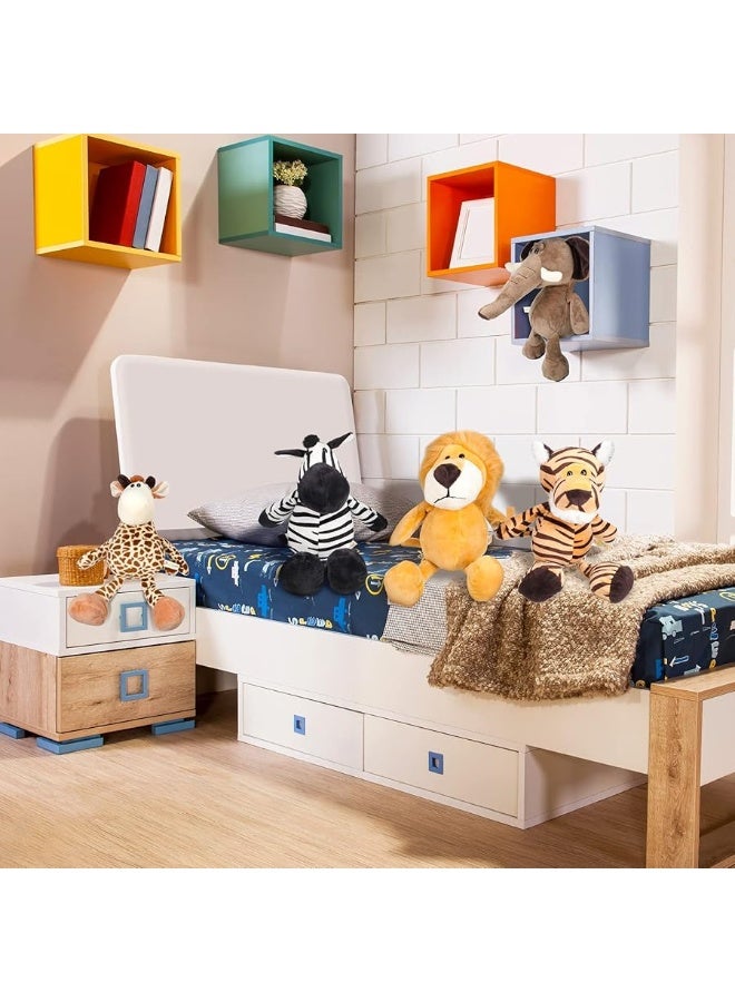 5 Pieces Safari Stuffed Animals Toy Set Includes Lions Tigers Elephants Zebras and Giraffes 118 inch Wild Animals Soft Realistic Jungle Animals Toys for Boys Girls Adults