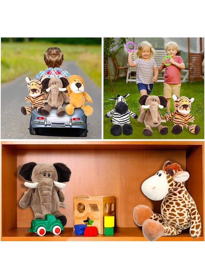 5 Pieces Safari Stuffed Animals Toy Set Includes Lions Tigers Elephants Zebras and Giraffes 118 inch Wild Animals Soft Realistic Jungle Animals Toys for Boys Girls Adults