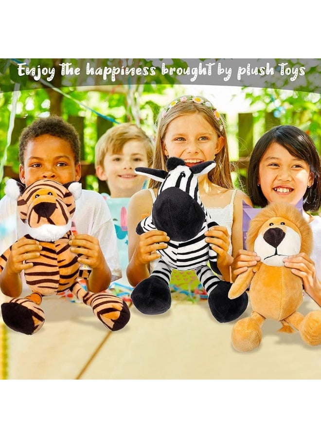 5 Pieces Safari Stuffed Animals Toy Set Includes Lions Tigers Elephants Zebras and Giraffes 118 inch Wild Animals Soft Realistic Jungle Animals Toys for Boys Girls Adults