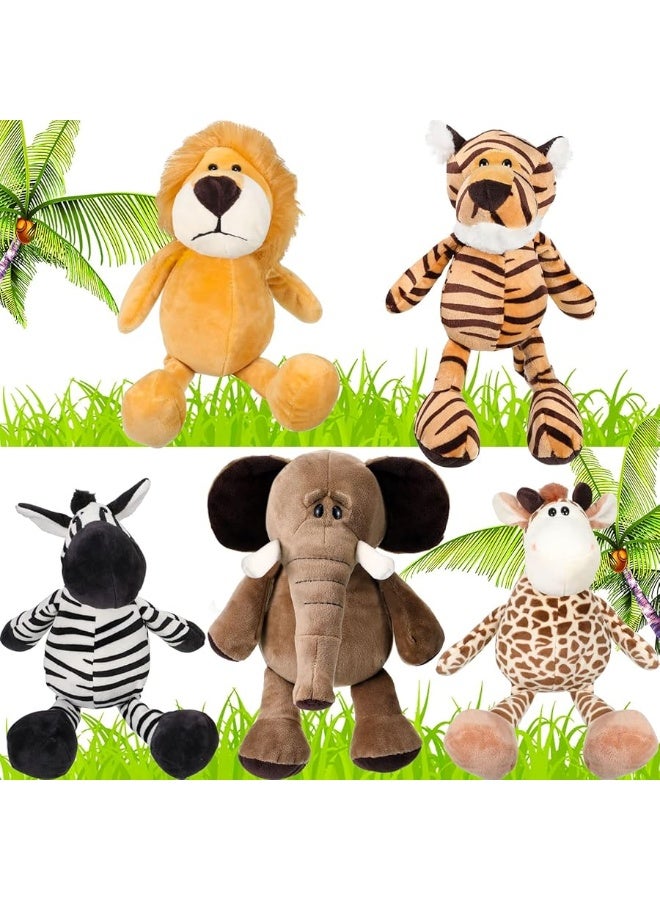 5 Pieces Safari Stuffed Animals Toy Set Includes Lions Tigers Elephants Zebras and Giraffes 118 inch Wild Animals Soft Realistic Jungle Animals Toys for Boys Girls Adults