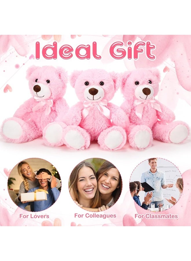 Aoriher 6 Pieces Bear Bulk Stuffed Animal Baby Shower Bear Plush Toys Soft Cute Bear Easter Graduation Gifts Sleeping and Playing Decorations(Pink, Long Plush)