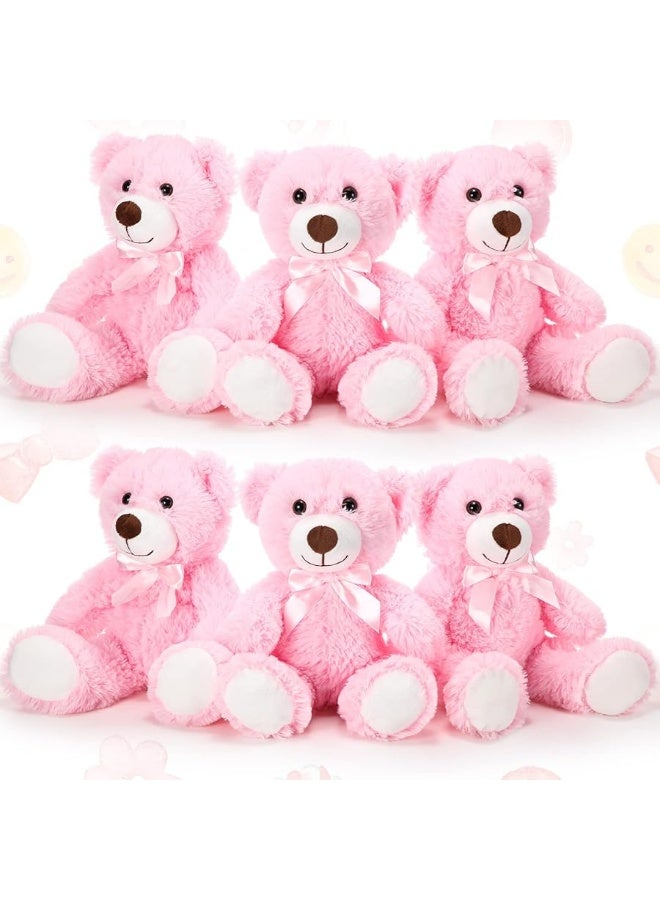 Aoriher 6 Pieces Bear Bulk Stuffed Animal Baby Shower Bear Plush Toys Soft Cute Bear Easter Graduation Gifts Sleeping and Playing Decorations(Pink, Long Plush)