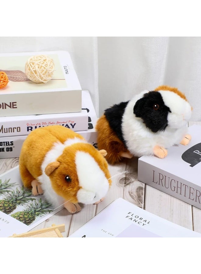2 Pieces 8 Inch Cute Guinea Pig Plush Toys Stuffed Realistic Stuffed Animals Soft Guinea Pig Doll Toys Decor for Boys Girl Themed Party Supplies (Black, Yellow)
