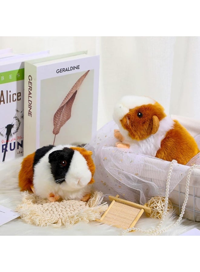 2 Pieces 8 Inch Cute Guinea Pig Plush Toys Stuffed Realistic Stuffed Animals Soft Guinea Pig Doll Toys Decor for Boys Girl Themed Party Supplies (Black, Yellow)