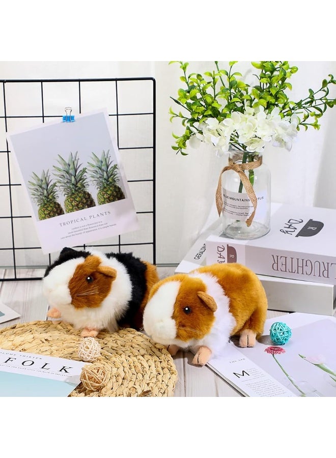 2 Pieces 8 Inch Cute Guinea Pig Plush Toys Stuffed Realistic Stuffed Animals Soft Guinea Pig Doll Toys Decor for Boys Girl Themed Party Supplies (Black, Yellow)
